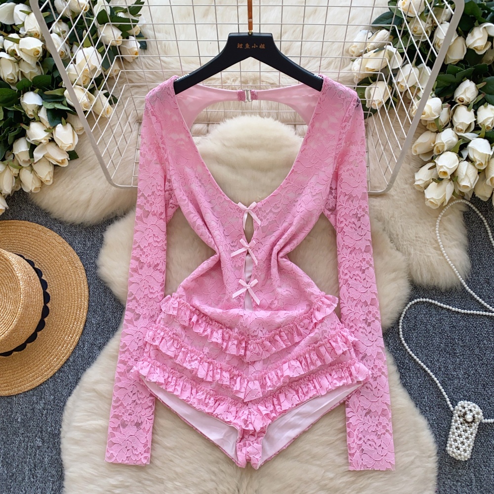 Sexy European style jumpsuit halter V-neck shorts for women