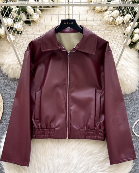 Leather retro coat spicegirl jacket for women