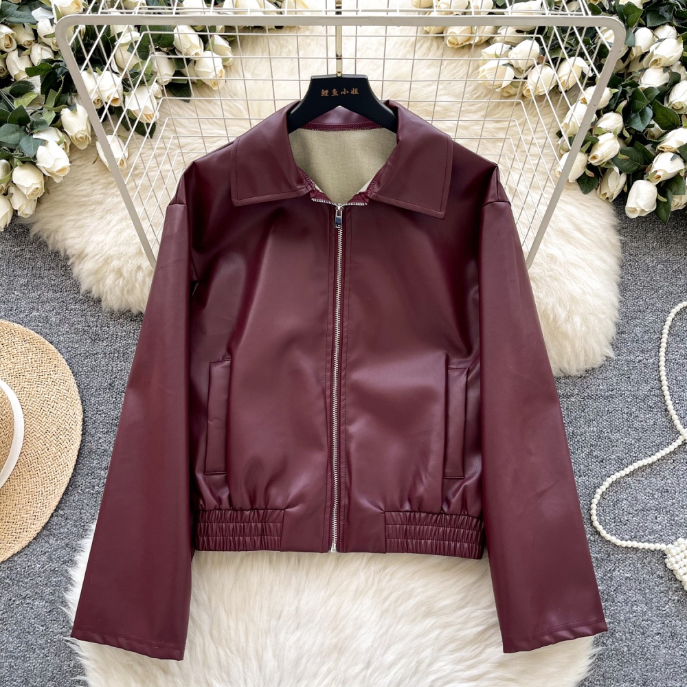 Leather retro coat spicegirl jacket for women