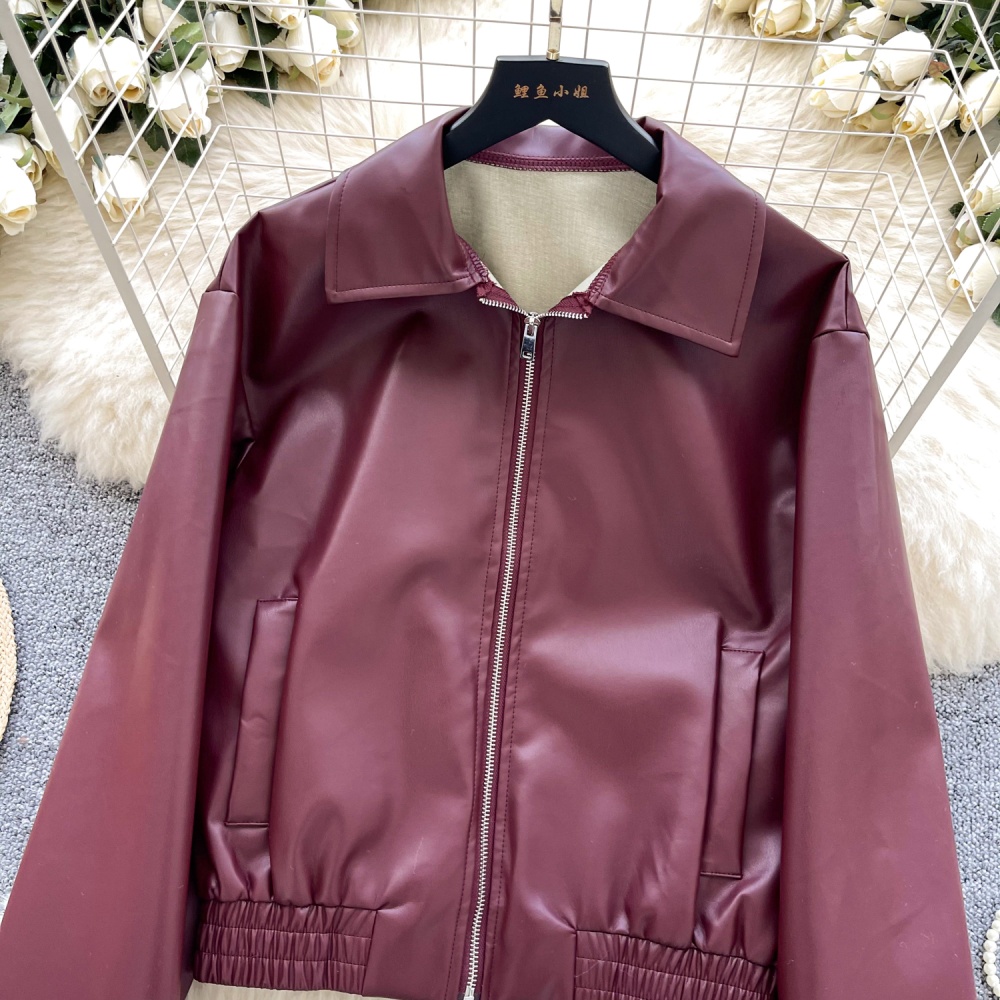 Leather retro coat spicegirl jacket for women