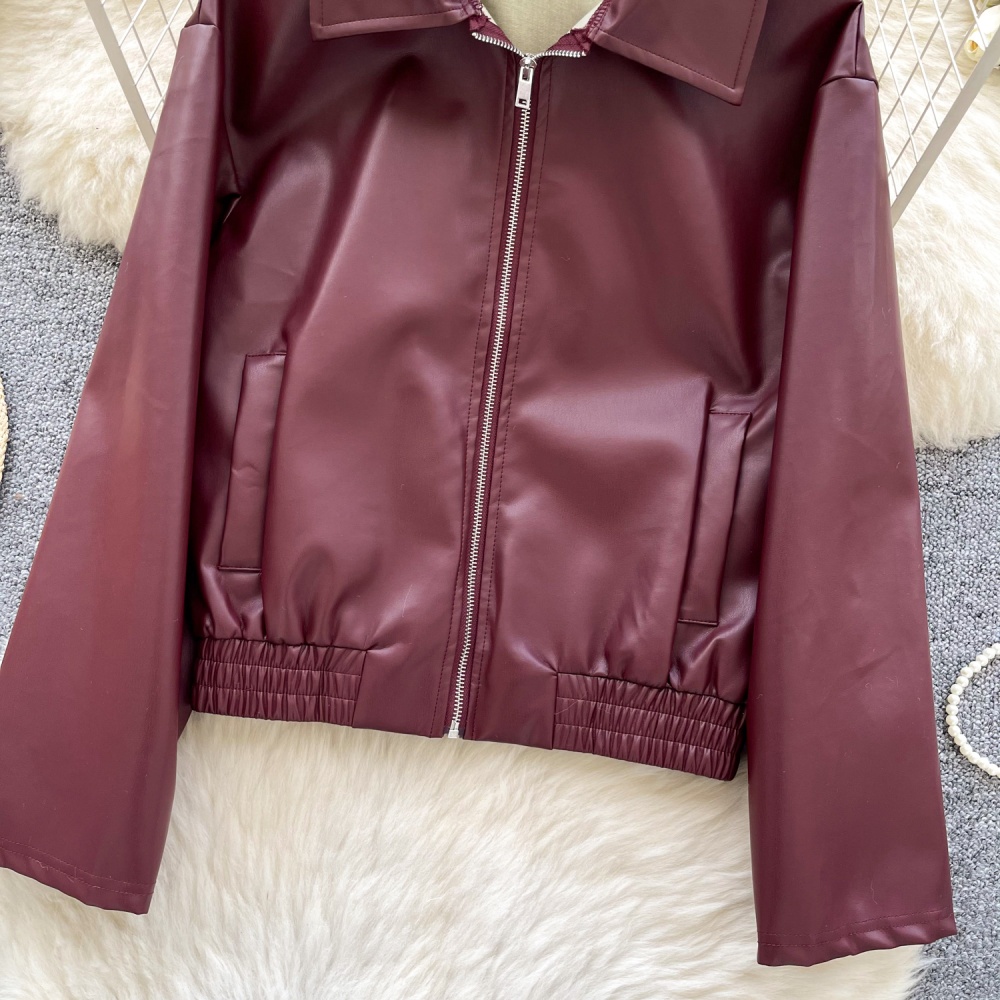 Leather retro coat spicegirl jacket for women