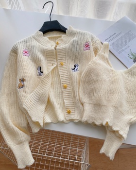 Romantic cardigan knitted sweater a set for women