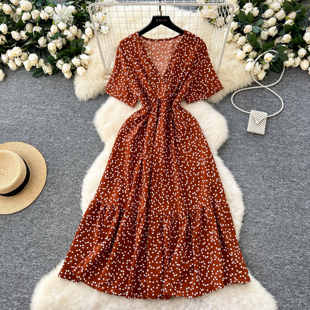 Cross beautiful long dress V-neck dress for women