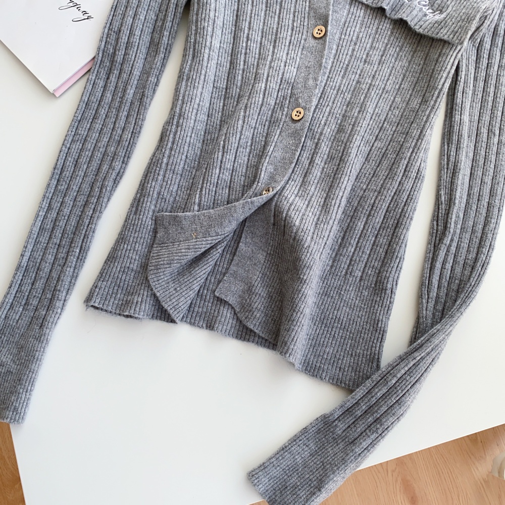 College style tops flat shoulder cardigan for women