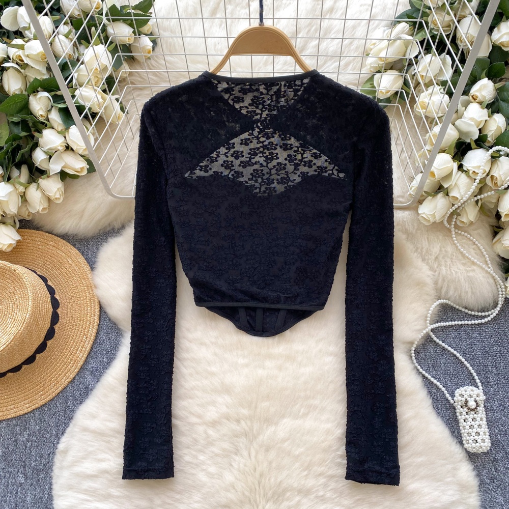 Short European style lace small shirt enticement slim tops