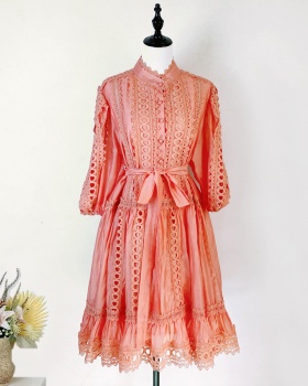 Long sleeve hollow Bohemian style dress