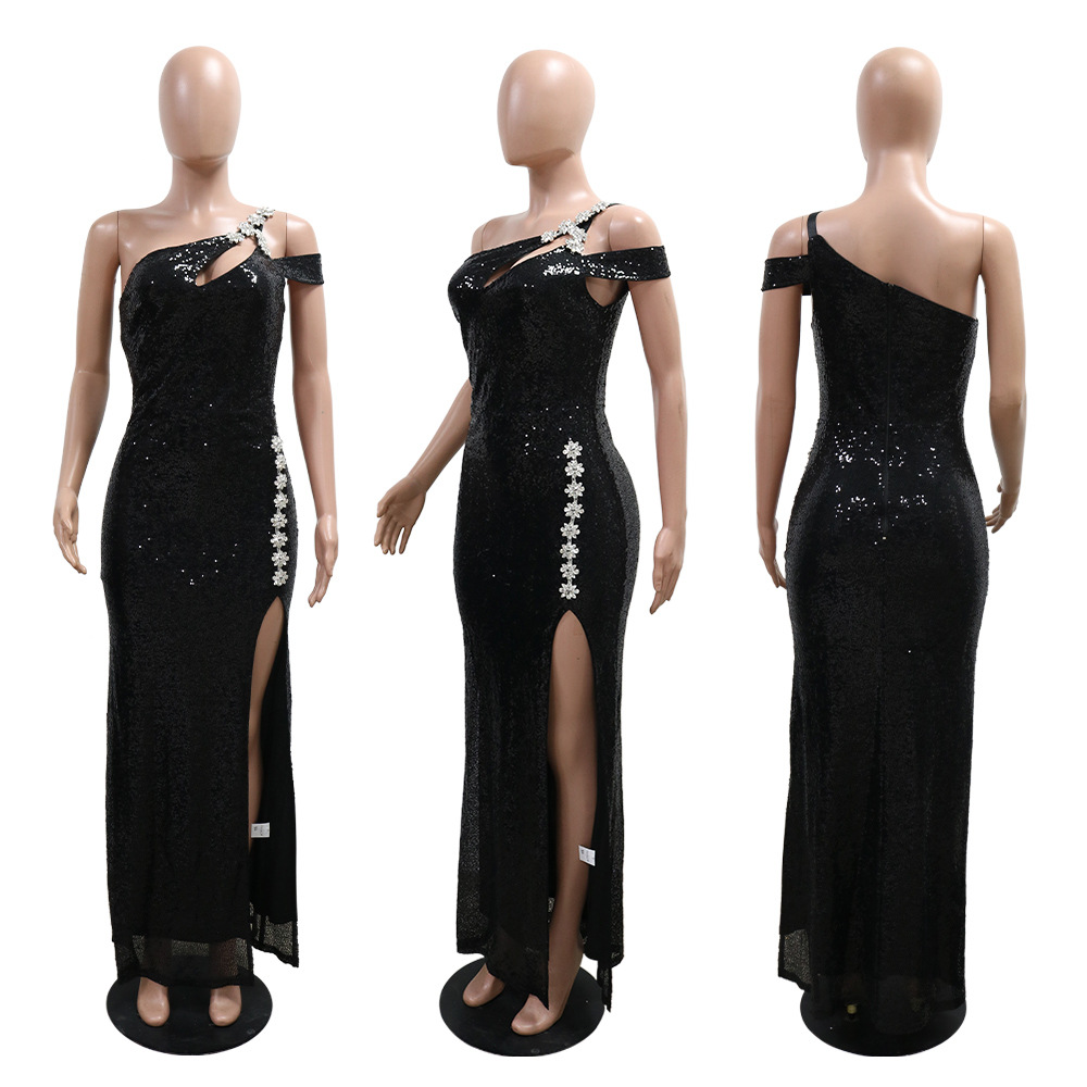 Sequins hollow evening dress sleeveless dress for women