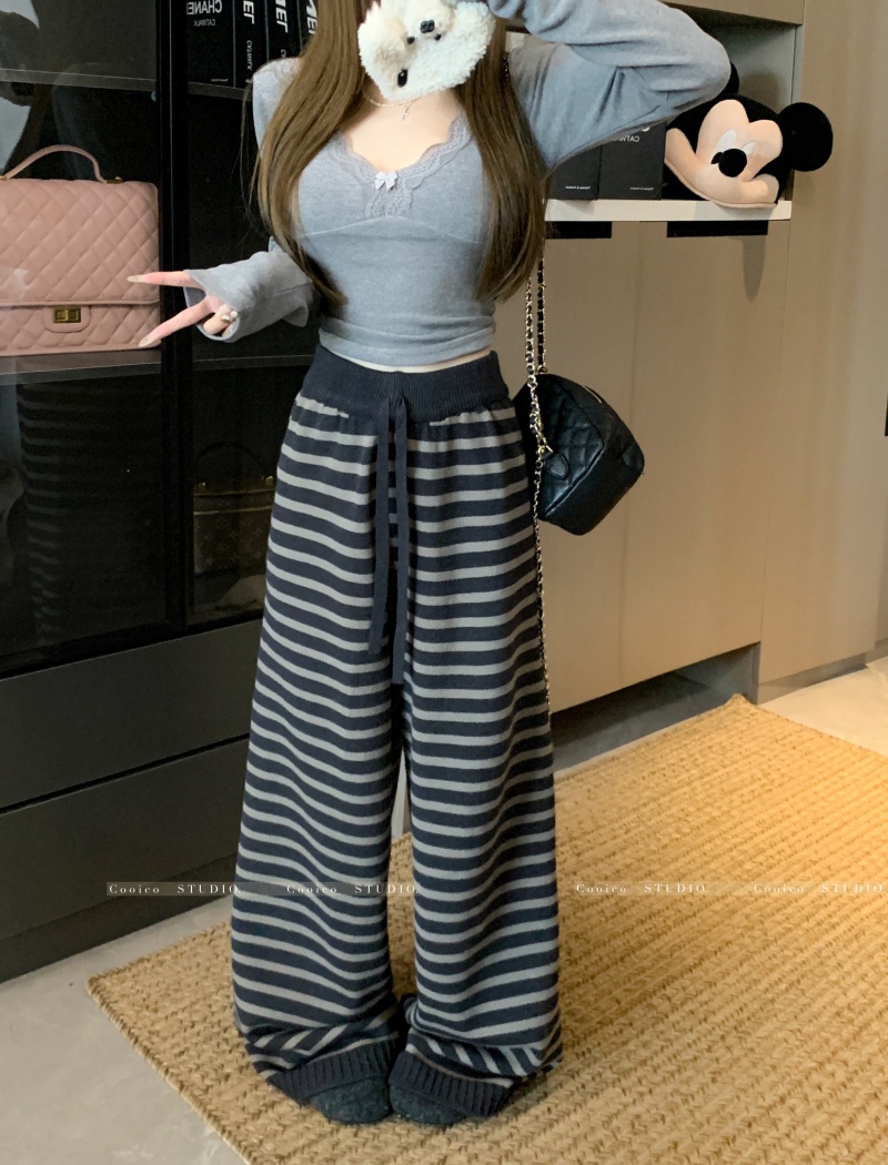 Knitted cozy thick casual pants