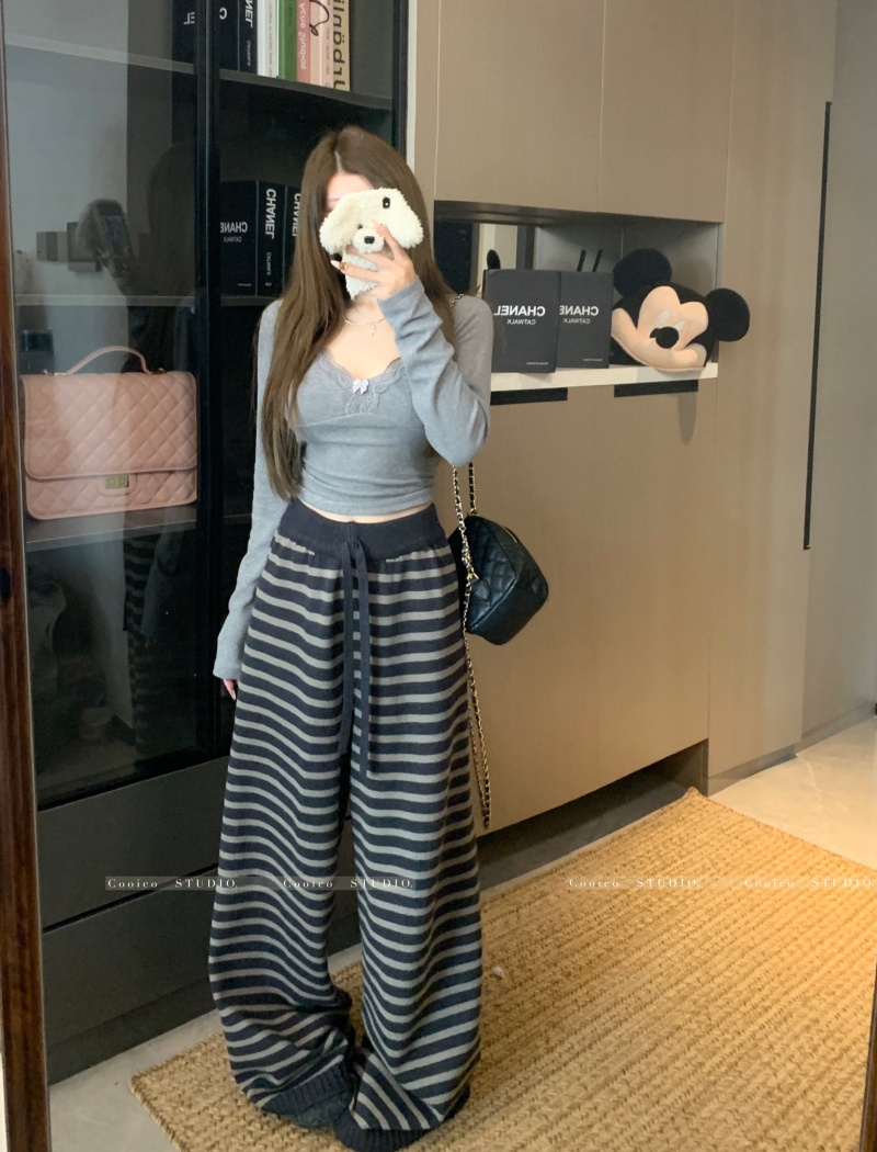 Knitted cozy thick casual pants