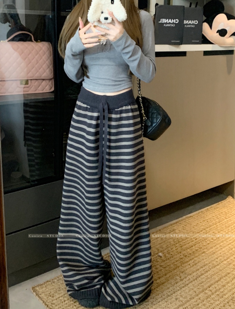 Knitted cozy thick casual pants