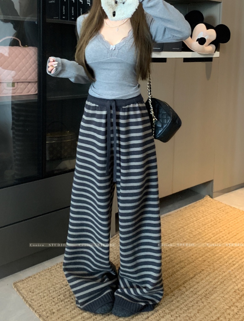 Knitted cozy thick casual pants