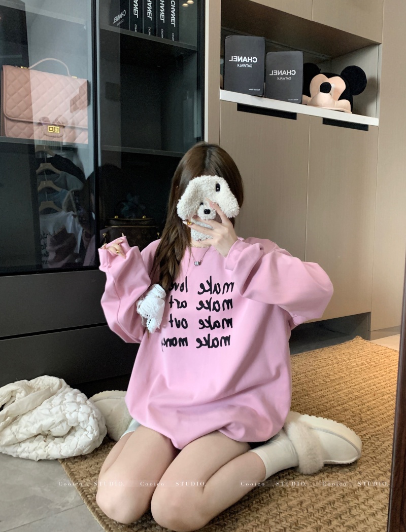 Printing winter long sleeve letters T-shirt for women