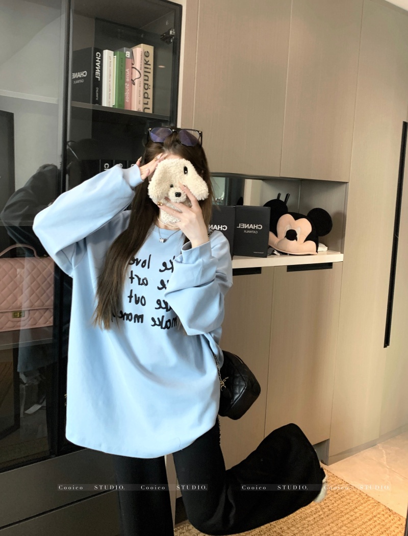 Printing winter long sleeve letters T-shirt for women