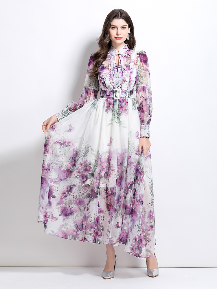 Printing and dyeing retro printing spring and summer dress