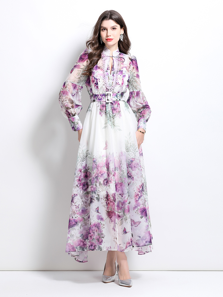 Printing and dyeing retro printing spring and summer dress