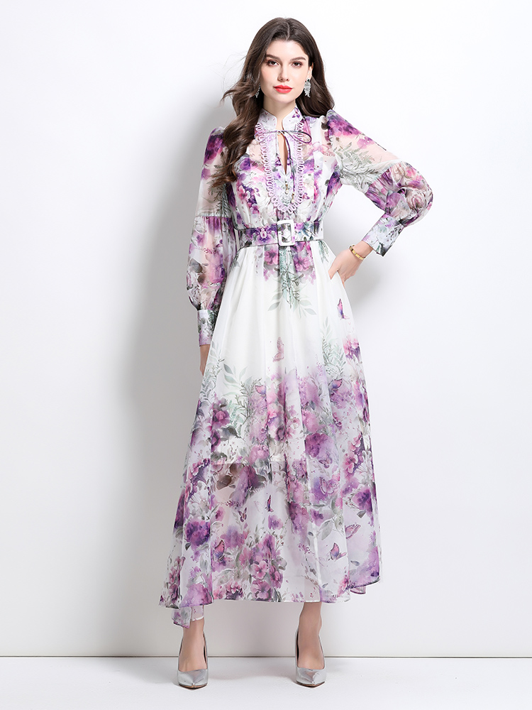 Printing and dyeing retro printing spring and summer dress