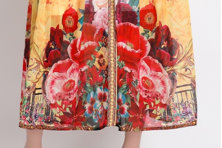 National style spring and summer printing V-neck dress