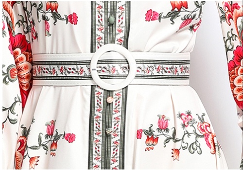 Pattern cstand collar spring and summer dress