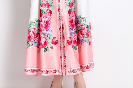 Long spring and summer lapel painting dress