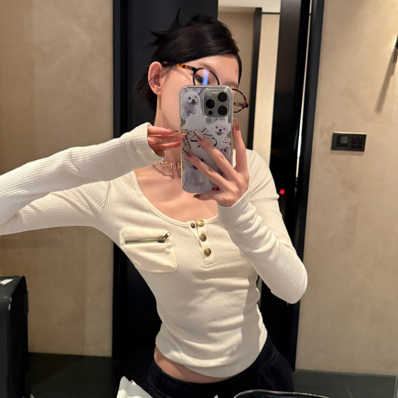 Bottoming refinement sweater slim tops for women