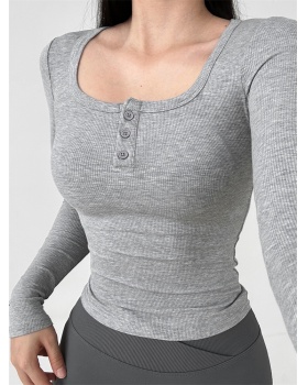 Pinched waist T-shirt long sleeve tops for women