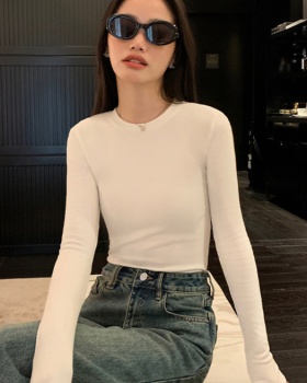 Simple round neck bottoming shirt all-match T-shirt for women