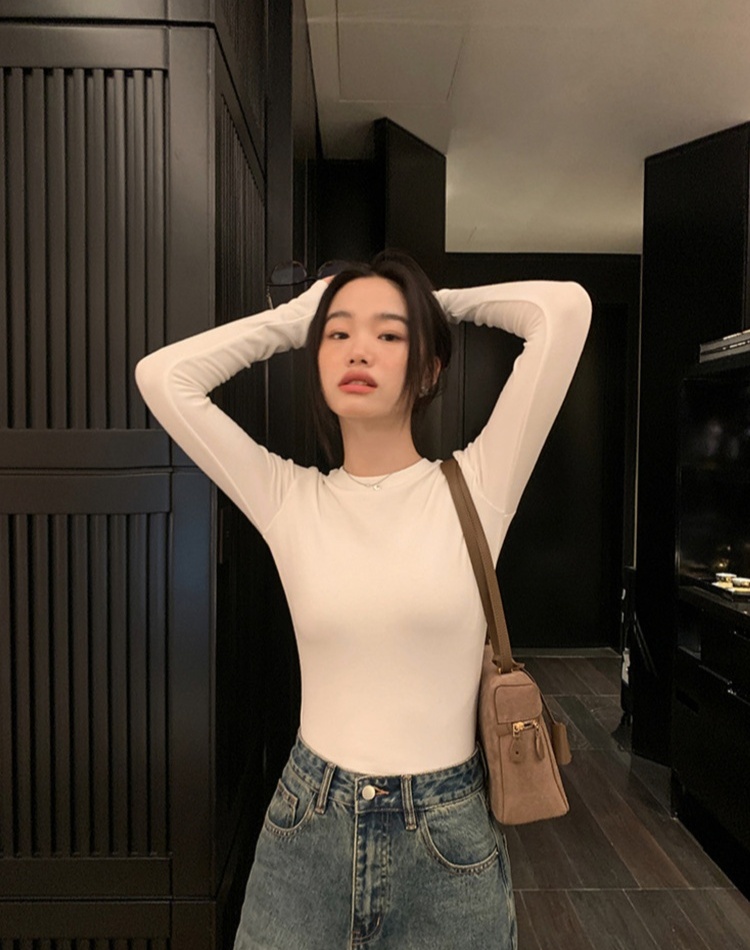 Simple round neck bottoming shirt all-match T-shirt for women