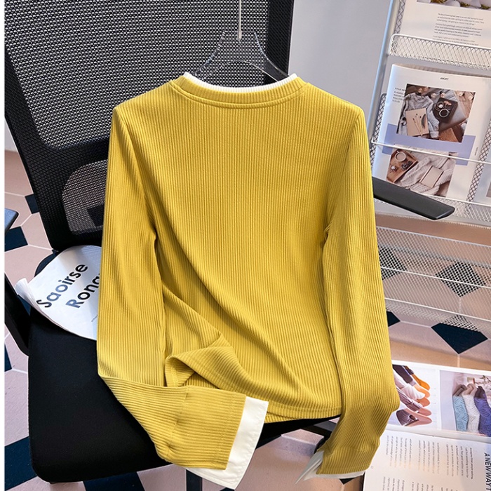 Mixed colors T-shirt round neck tops for women