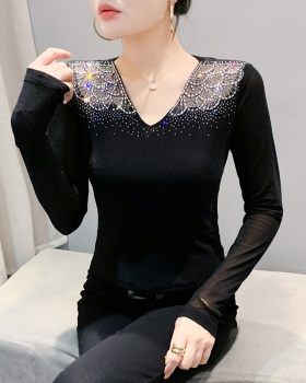 Slim spring sexy tops V-neck fashion T-shirt for women