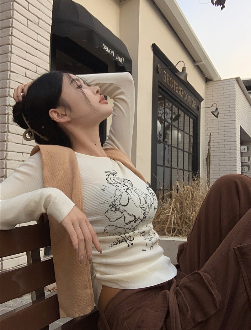 Winter bottoming T-shirt long sleeve cartoon tops