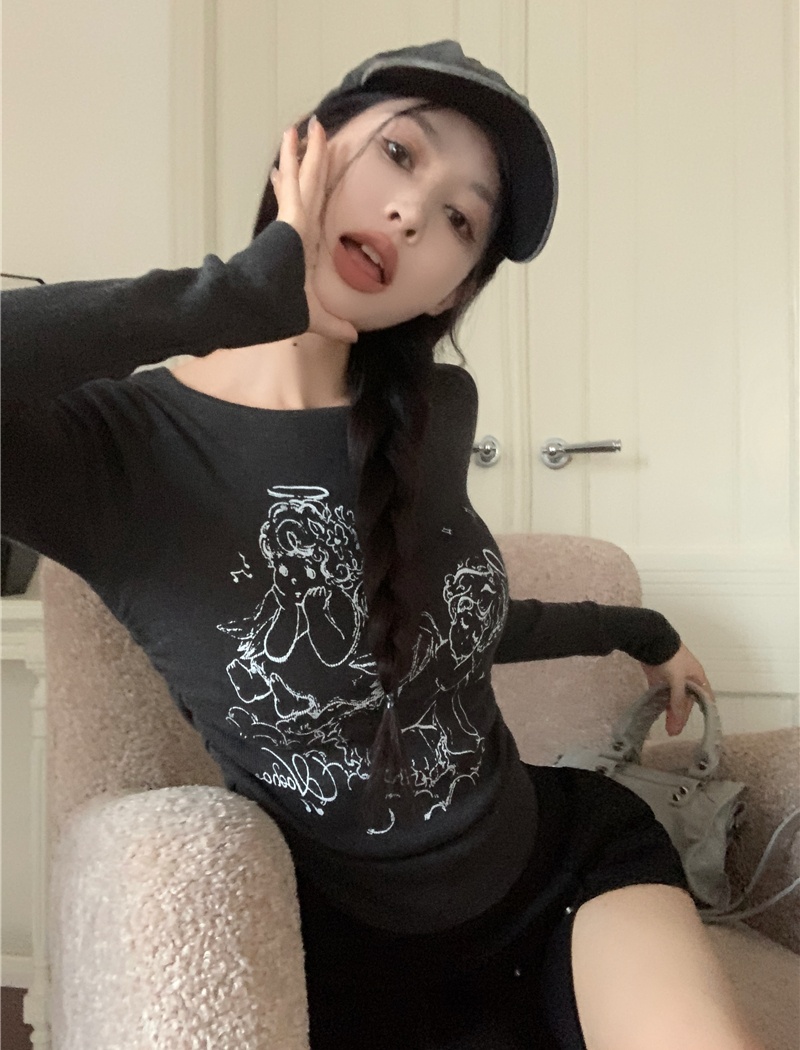 Winter bottoming T-shirt long sleeve cartoon tops