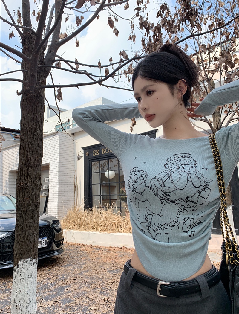 Winter bottoming T-shirt long sleeve cartoon tops