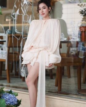 Lazy sexy long sleeve streamer loose dress for women