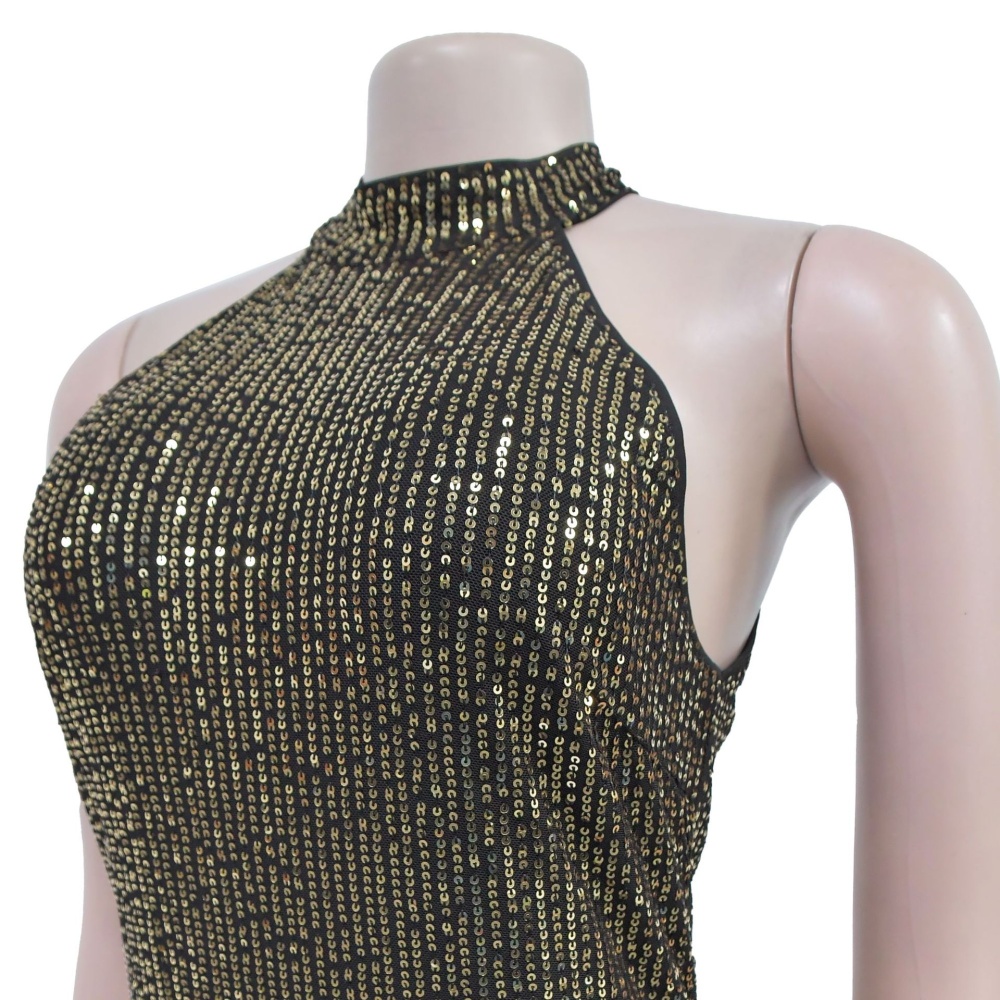 Slim tight fashion halter sequins sexy dress