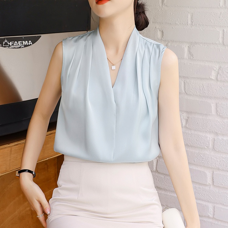 Commuting niche tops V-neck satin business suit for women