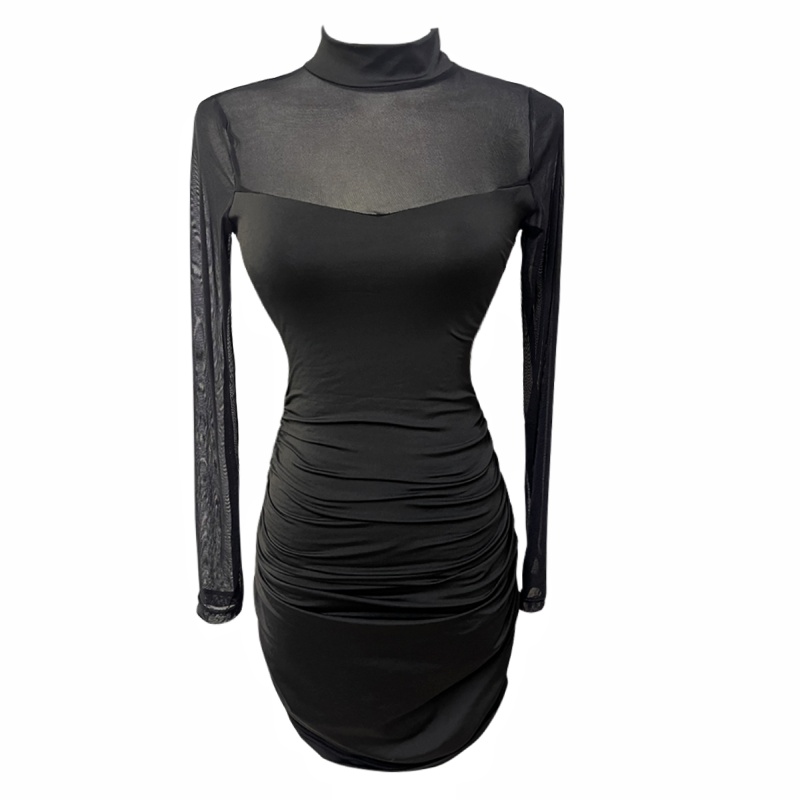 Long sleeve pure perspective slim tight autumn dress