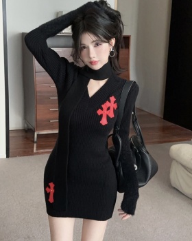 Thick knitted dress package hip slim sweater for women