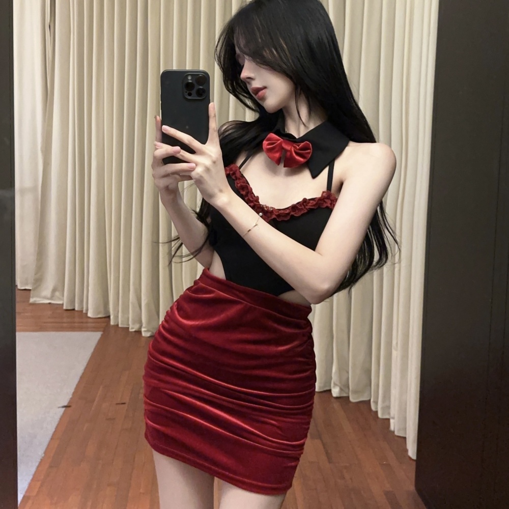 Mixed colors dress velvet formal dress for women