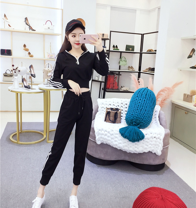 Fashion tops pinched waist long pants a set