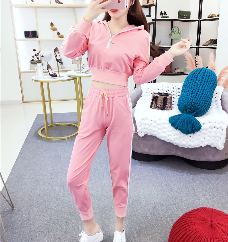 Fashion tops pinched waist long pants a set