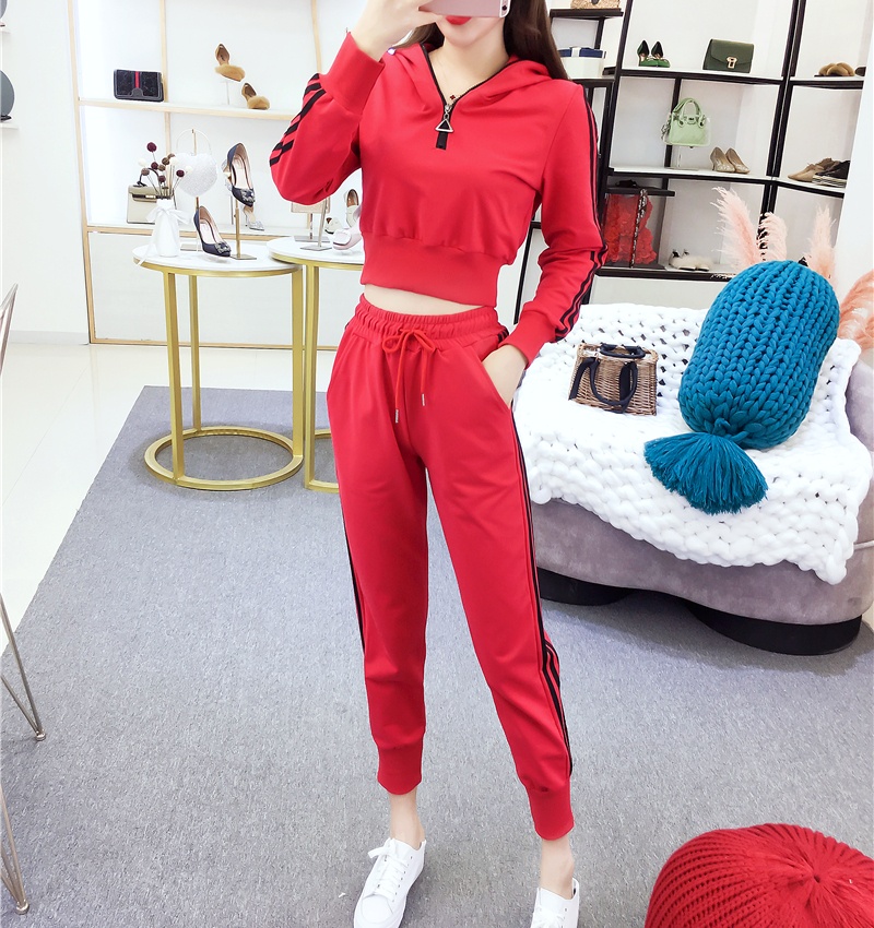 Fashion tops pinched waist long pants a set