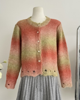 Knitted autumn and winter tops gradient sweater for women