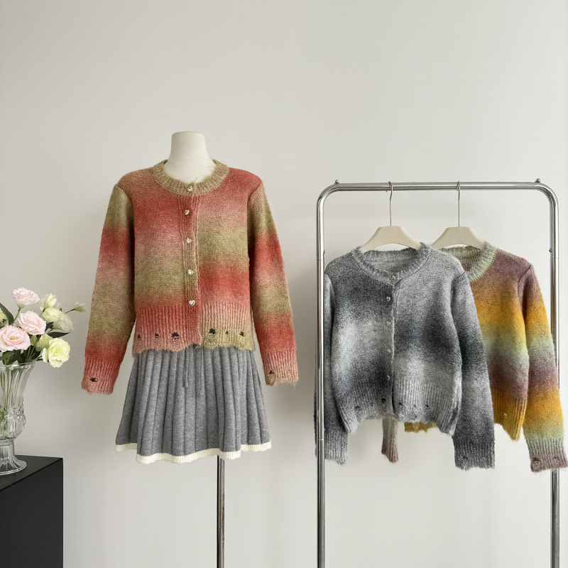 Knitted autumn and winter tops gradient sweater for women