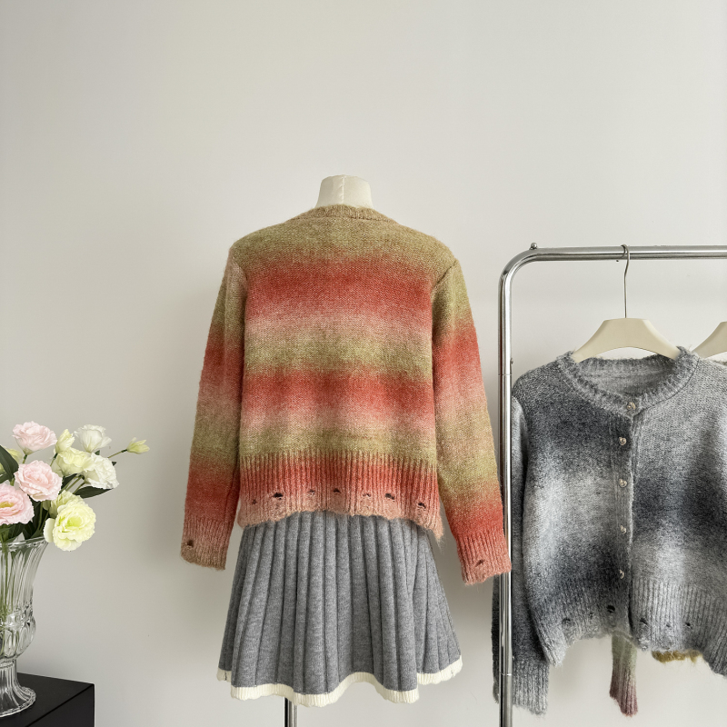 Knitted autumn and winter tops gradient sweater for women