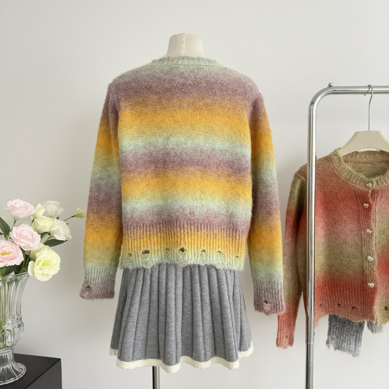 Knitted autumn and winter tops gradient sweater for women