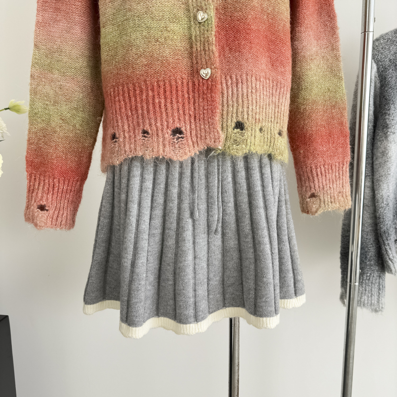 Knitted autumn and winter tops gradient sweater for women