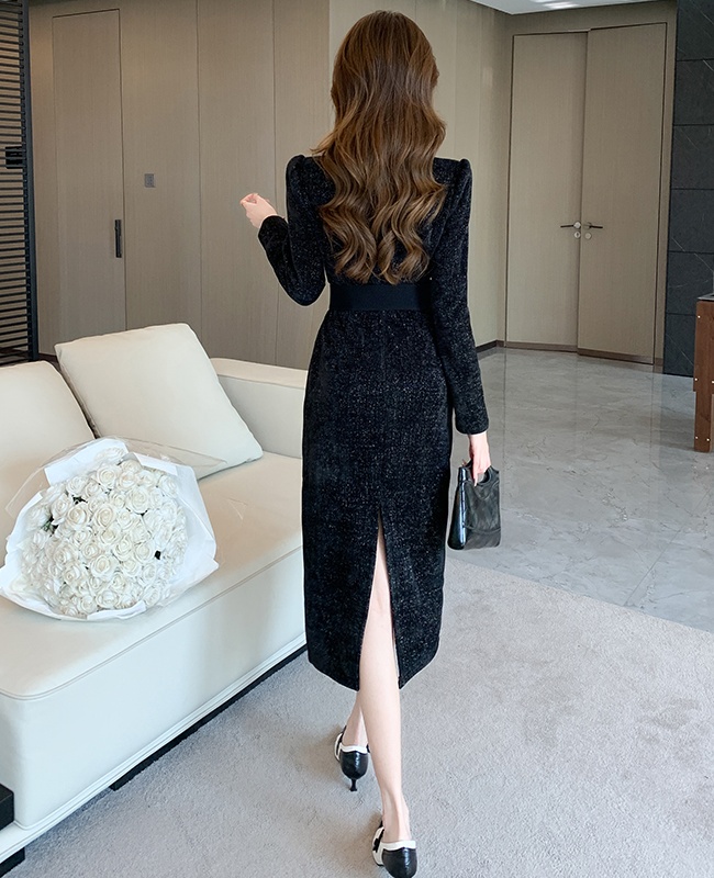 Fashion autumn and winter dress thick long dress