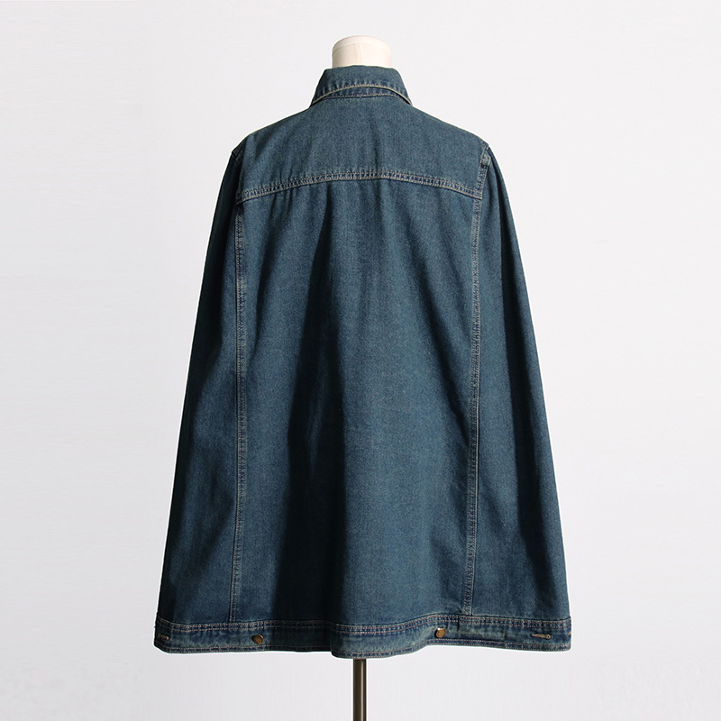 Fashion personality coat splice denim cloak for women