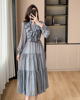 Light luxury printing dress spring Korean style long dress