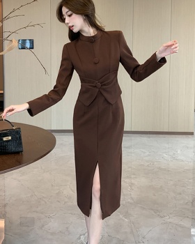 Autumn and winter bow long dress temperament dress